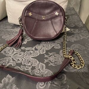 MCM Burgundy Leather Crossbody Bag